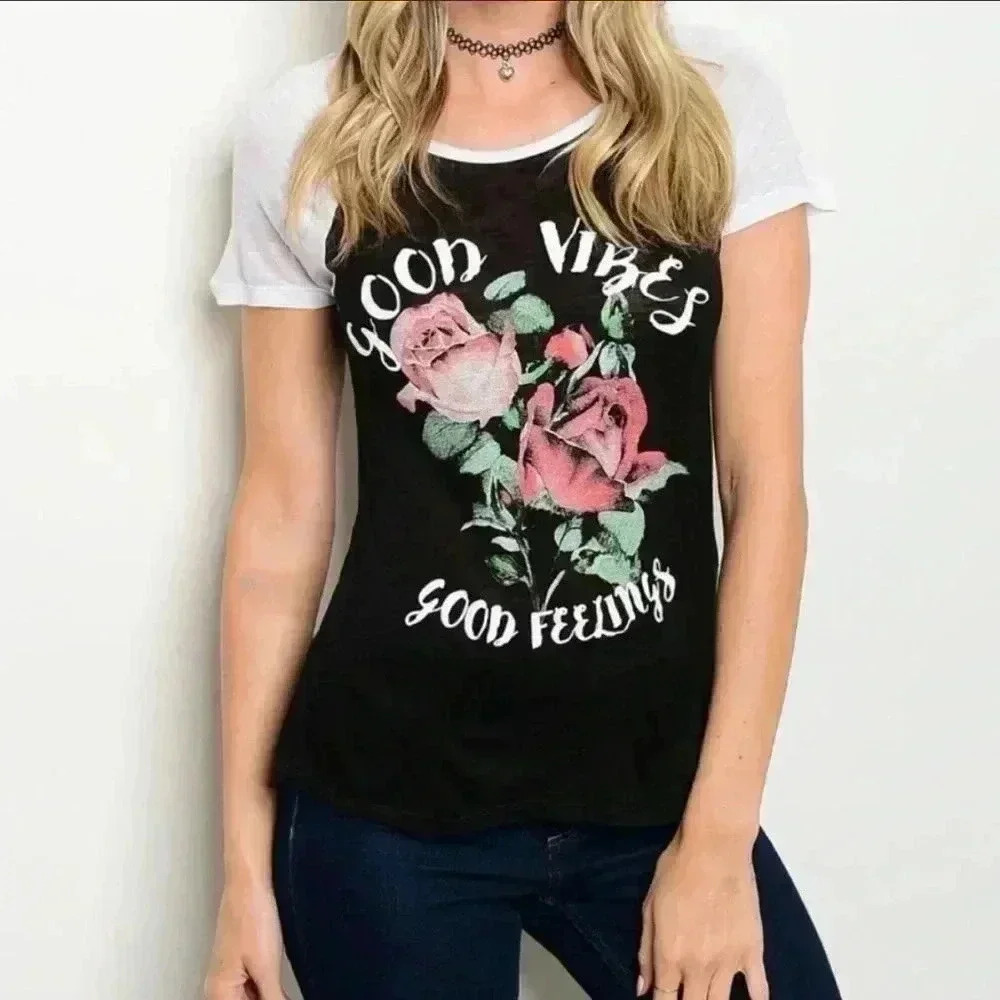 "Good Vibes" Tee in Black